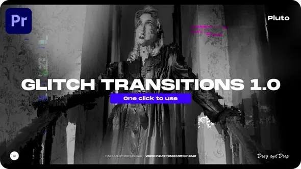 故障转场过渡动画PR模板下载 Glitch Transitions For Premiere Pro