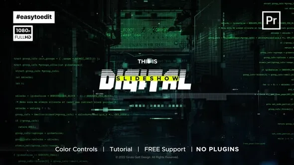 未来派网络黑客数字幻灯片PR模板下载 Futuristic Cyber Slideshow