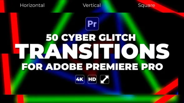 网络故障转场过渡PR模板下载 Cyber Glitch Transitions For Premiere Pro