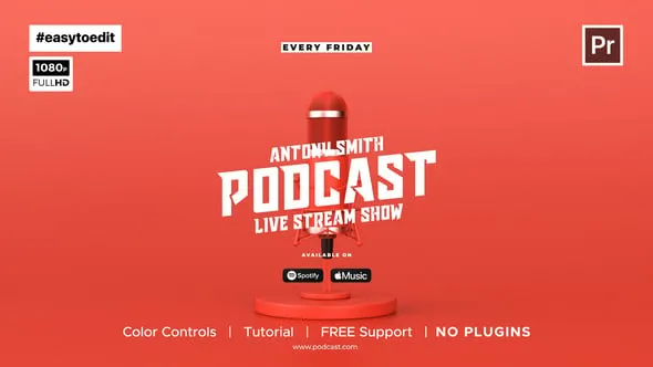 现场直播节目片头在线采访开场白PR模板下载 Podcast Intro Template