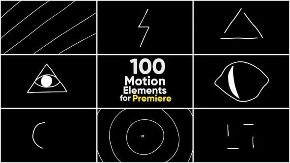 100个2D卡通涂鸦手绘运动元素PR模板下载 100 Motion Elements Premiere