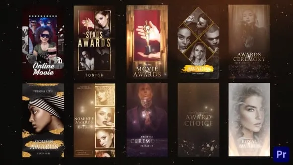 10个垂直版颁奖典礼动态宣传海报PR模板下载 Awards Ceremony