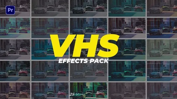 失真噪声色差怀旧复古氛围VHS风格效果包PR模板下载 VHS Effects Pack