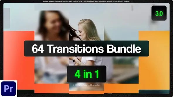 64个时尚干净转场过渡元素PR模板下载 Transitions Bundle 3.0 For Premiere Pro