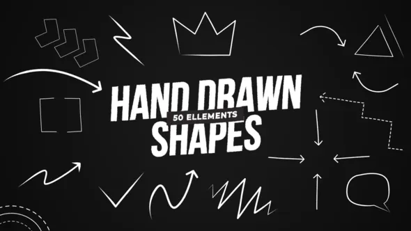 50个手绘形状箭头皇冠线条动画元素PR模板下载 Hand Drawn Shapes