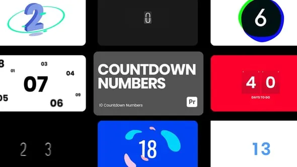 浮动元素和数字屏幕倒计时动画PR模板下载 Countdown Numbers for Premiere Pro