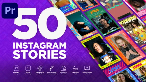 50个竖屏动态海报INS风格社交宣传短视频PR模板下载 Discount Instagram Stories