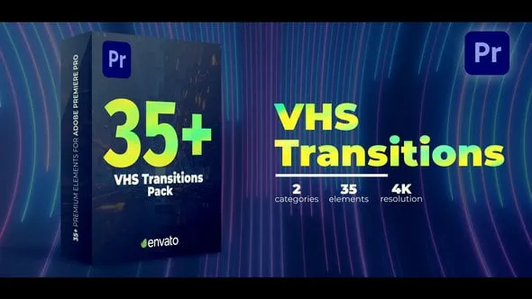 2个类别35+高质量VHS转场过渡元素PR模板下载 VHS Transitions