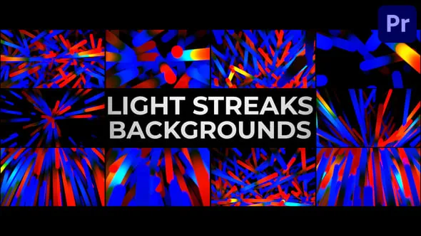 派对氛围抽象灯光风格10个光条纹背景动画PR模板下载 Light Streaks Backgrounds for Premiere Pro