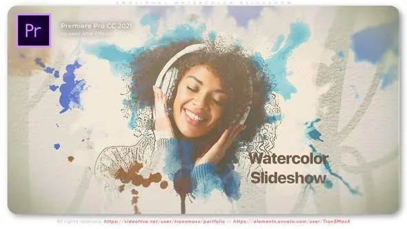 情感和水彩风格相册制作可爱浪漫的幻灯片PR模板下载 Plexing for Premiere Pro