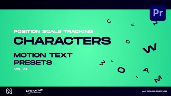 运动文字标题动画PR模板下载 Characters Motion Text Position Scale Tracking Vol. 01 for Premiere Pro