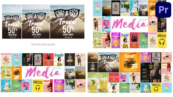 在线商店促销海报活动邀请产品演示社交媒体宣传短片PR模板下载 Social Media Premiere Pro MOGRT