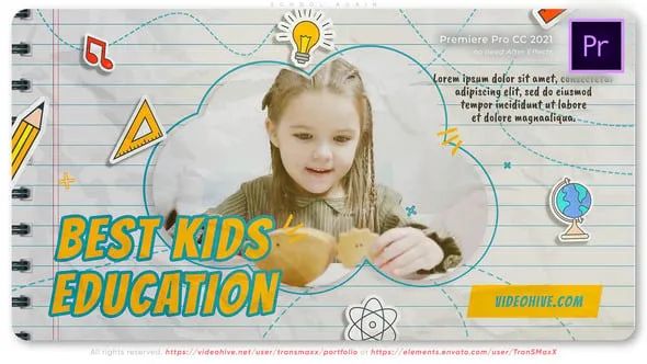 为小学学校儿童教育机构宣传片介绍视频动画PR模板下载 School Again