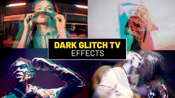 36种畸变艺术故障迷幻视觉特效动画效果PR模板下载 Dark Glitch TV