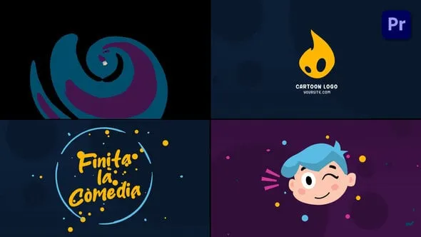 2D卡通眨眼标志开场白可爱表情符号LOGO片头PR模板下载 2D Cartoon Wink Logo Opener