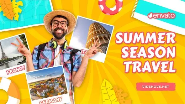 旅游博主推荐五彩缤纷夏季旅游景点介绍PR模板 Summer Season travel