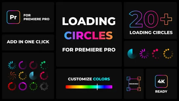 20+加载Circles圆圈动画进度动画元素PR模板 Loading Circles Animation Pack
