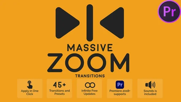 45+很酷的故障动画缩放过渡效果PR模板 Massive Zoom Transitions