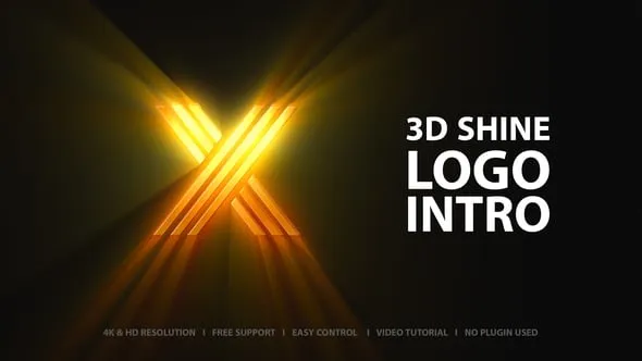 3D大气挤出动画艺术光束效果发光标志PR模板 Logo Intro