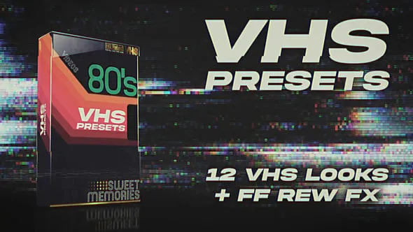 12个高品质VHS预设复古故障录像带包装元素PR模板 VHS Look Presets Pack for Premiere Pro