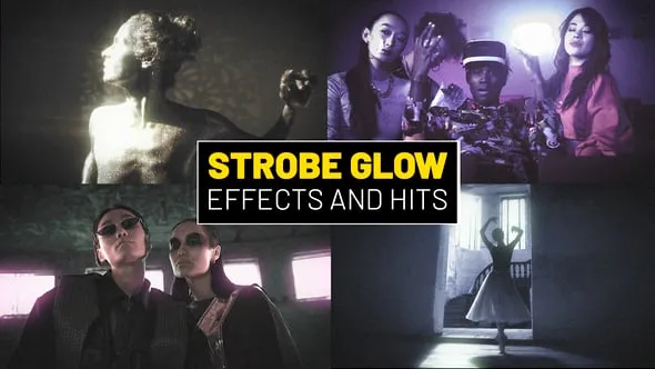 48种闪烁频闪发光效果适用赛博朋克主题视频PR模板 Strobe Glow Effects And Hits