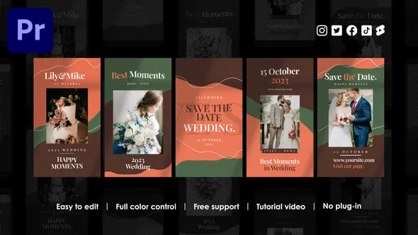 5种竖屏婚礼请柬宴会庆典开业活动邀请函PR模板下载 Wedding Instagram Reels