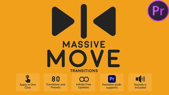 80种动态拉伸移动转场过渡特效PR模板下载 Massive Move Transitions