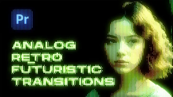 15种年代复古失真故障屏幕模拟转场过渡PR模板下载 Analog Retro Futuristic Transitions
