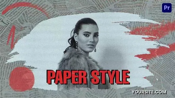 报纸艺术风格创意笔刷效果前卫片头介绍PR模板下载 Grunge Paper Brush Intro