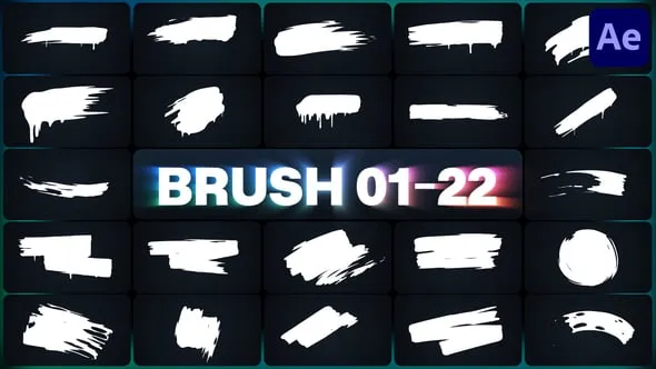 卡通动画笔刷描边画笔元素AE与PR模板下载 Brush Elements for After Effects