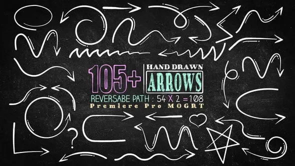 105个手绘箭头动画元素效果PR模板下载 105 Hand Drawn Arrow Pack Mogrt