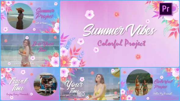 浪漫假期旅程照片介绍相册视频动画PR模板下载 Summer Vibes I MOGRT