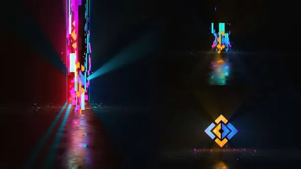 能量冲击波下降闪电效果标志动画PR模板下载 Glitch Shockdown Logo Animation