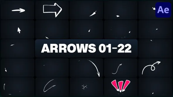 艺术动画箭头趣味电脑鼠标移动光标元素AE与PR模板 Arrows for After Effects