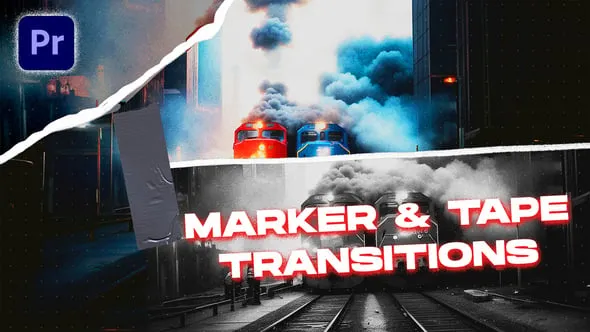 15种标记纸张切割定格动画磁带过渡效果元素PR模板下载 Marker & Tape Transitions VOL. 2 Premiere Pro