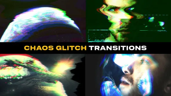 10个像差混沌故障转场PR模板下载 Chaos Glitch Transitions Premiere Pro
