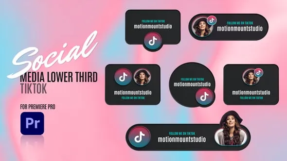 抖音短视频字幕条标题文字动画PR模板下载 Social Media Lower Thirds TikTok - Premiere Pro