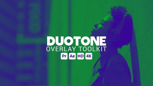12种生动简约时尚双色调颜色叠加效果工具包AE模板与PR模板下载 Duotone Overlay Toolkit