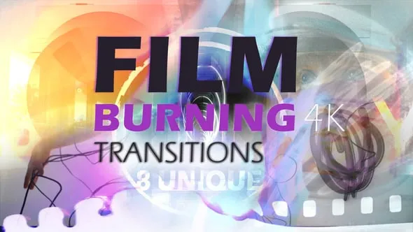 8种胶片燃烧划痕涂鸦刻录过渡效果PR模板下载 Film Burning Transitions 4K