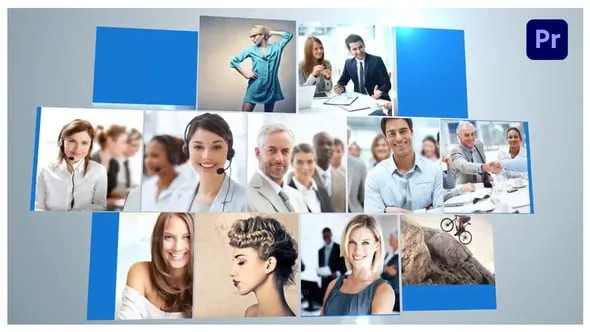 经典图像照片翻转动画汇聚成公司标志视频片头PR模板下载 Quick Photo Ident 2