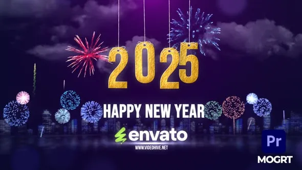 2025新年片头元旦祝福企业拜年短视频PR模板下载 Happy New Year Wishes 2025 MOGRT