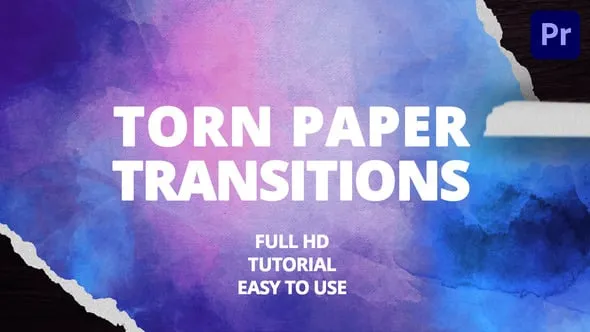 12种精美的动画撕纸转场过渡效果PR模板下载 Torn Paper Transitions for Premiere Pro
