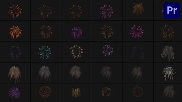 30个色彩缤纷的炫丽烟花效果节日庆祝活动烟火元素PR模板下载 Fireworks for Premiere Pro