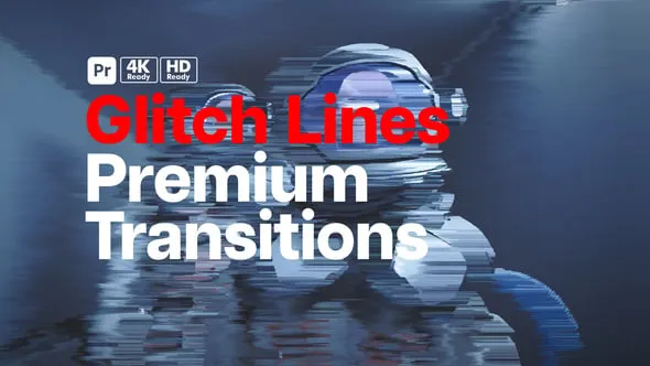 16个高级转场过渡毛刺线效果元素PR模板下载 Premium Transitions Glitch Lines for Premiere Pro