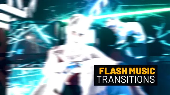 24种毛刺闪烁快速迷幻转场过渡效果PR模板下载 Flash Music Transitions