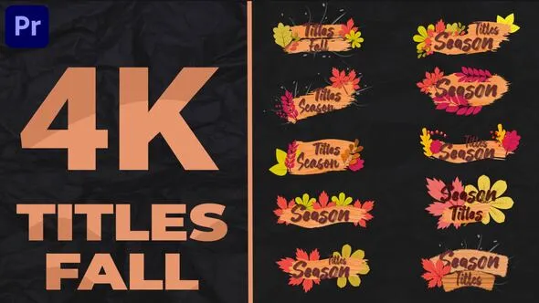 10个秋季主题自然花卉叶子装饰动画标题PR模板下载 Fall Titles MOGRT