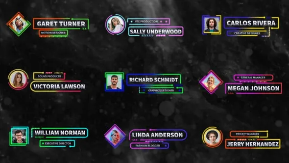 渐变发光线条文本框带头像人名介绍标题动画PR模板 Glow Lower Thirds