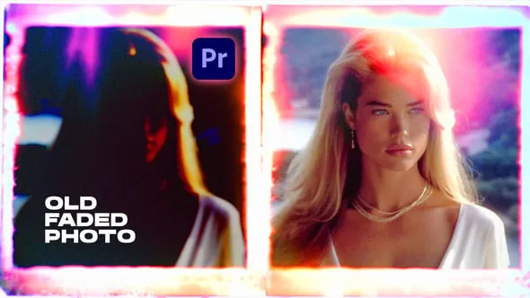 褪色的旧照片过渡复古漏光效果转场PR模板 Old Faded Photo Transitions