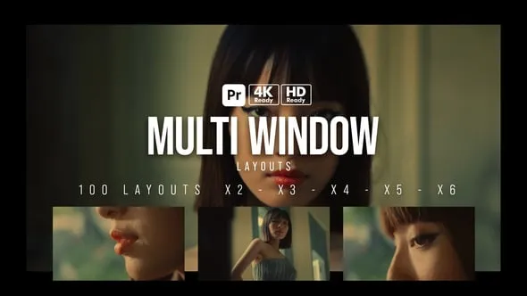 100 种多窗口布局多画面多屏幕照片视频展示PR模板 Multi Window Layouts for Premiere Pro