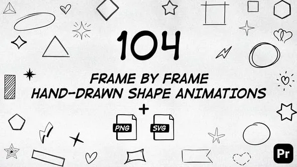 104个手绘逐帧形状动画元素包PR模板 104 Frame By Frame Animated Shapes Pack